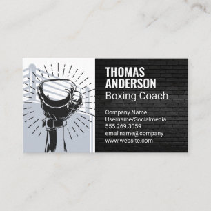 Raised Hand Boxing Glove Boxing Ring Business Card