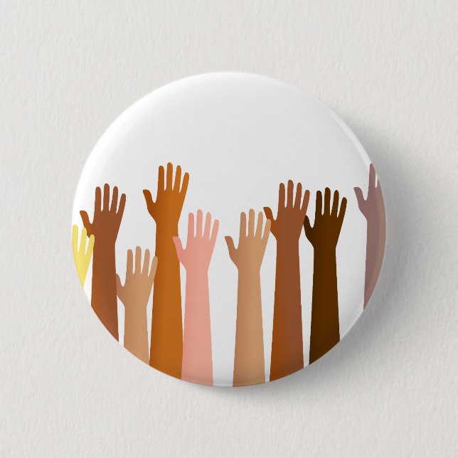 Raised Hands 6 Cm Round Badge (Front)