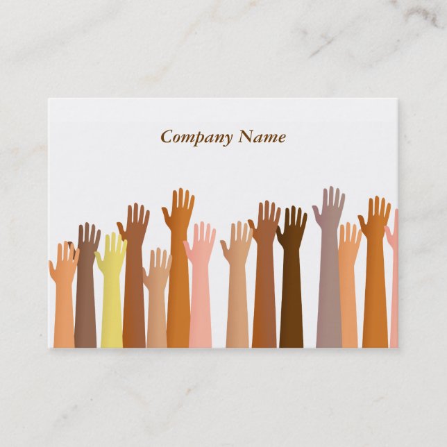 Raised Hands, Company Name Business Card (Front)