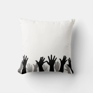 Raised hands silhouette, hand raising, protest cushion