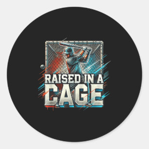 Raised In A Cage Baseball Training, Batting Cage D Classic Round Sticker