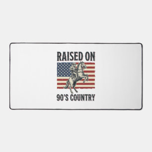 Raised On 90s Country Cowboy Western Shirt Design_ Desk Mat