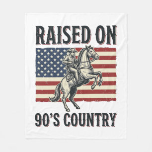 Raised On 90s Country Cowboy Western Shirt Design_ Fleece Blanket