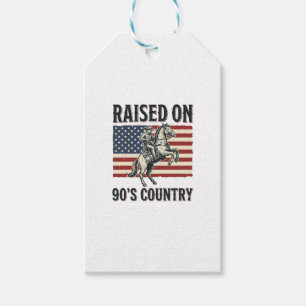 Raised On 90s Country Cowboy Western Shirt Design_ Gift Tags