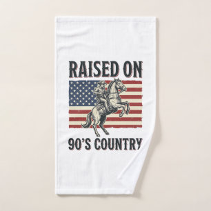 Raised On 90s Country Cowboy Western Shirt Design_ Hand Towel
