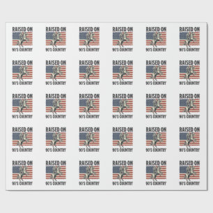 Raised On 90s Country Cowboy Western Shirt Design_ Wrapping Paper