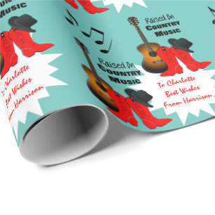 Raised on Country Music Cool Cowgirl Personalised Wrapping Paper
