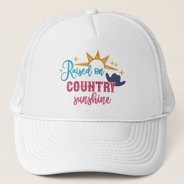 Raised on Country Sunshine Quote Cowboy Hat (Front)