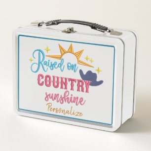 Raised on Country Sunshine Quote Personalised Metal Lunch Box