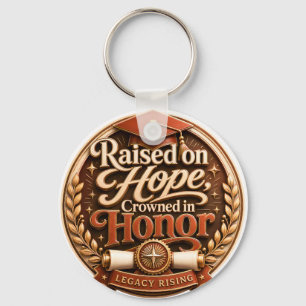 Raised on Hope Crowned in Honour Graduation Orname Key Ring