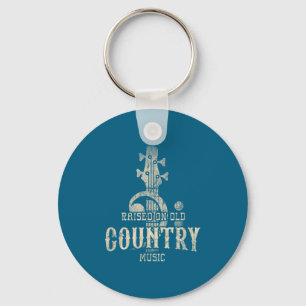 Raised On Old Country Music 80s 90s Vintage Southe Key Ring