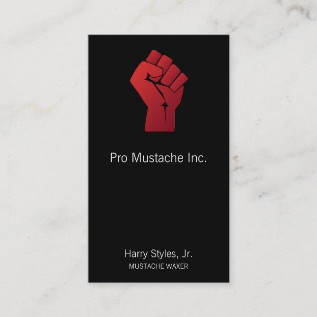 Raised Red Gradient Fist Business Card (Front)