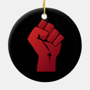 Raised Red Gradient Fist Ceramic Tree Decoration