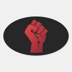 Raised Red Gradient Fist Oval Sticker
