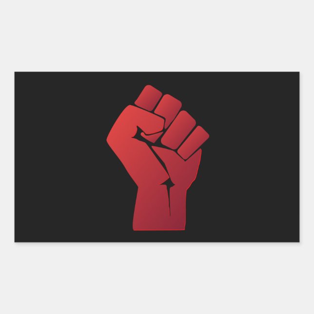 Raised Red Gradient Fist Rectangular Sticker (Front)