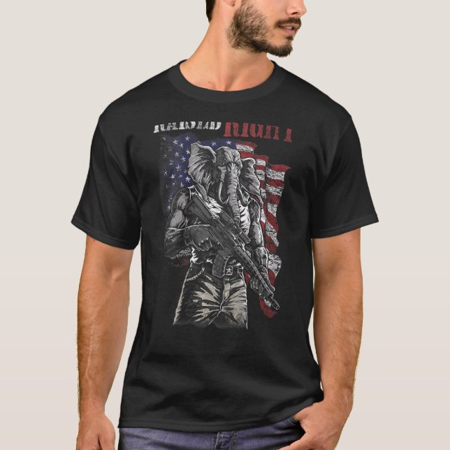 Raised Right Elephant Usa Flag T-Shirt (Front)