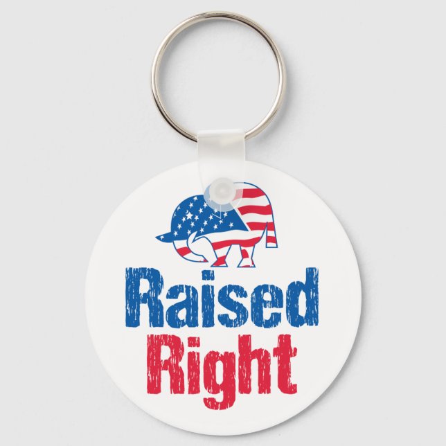 Raised Right - Republican Key Ring (Front)