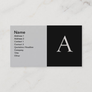 Raised Silver Letter "A" Business Card