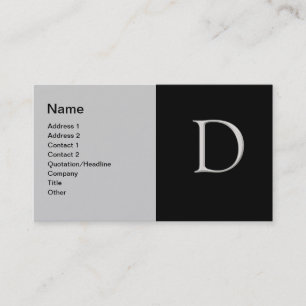 Raised Silver Letter "D" Business Card