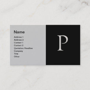 Raised Silver Letter "P" Business Card