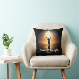 Raised to Life - Baptism Made New Christian Faith Cushion