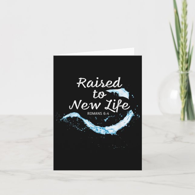 Raised To New Life Christian Faith Church Baptism  Card (Front)