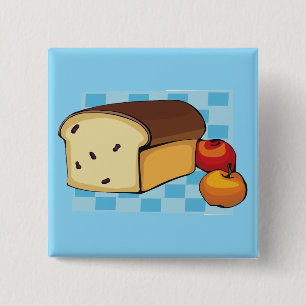 Raisin Bread Loaf and Red Apples 15 Cm Square Badge