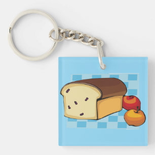 Raisin Bread Loaf and Red Apples Key Ring