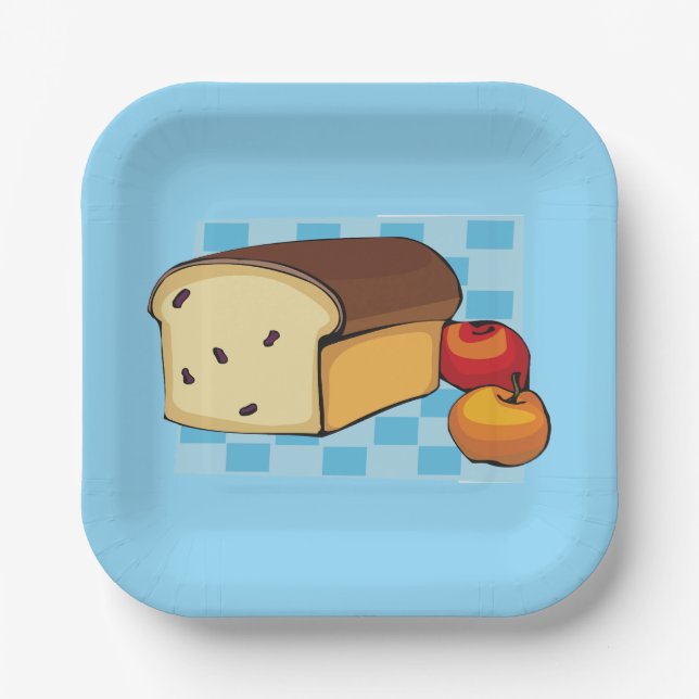 Raisin Bread Loaf and Red Apples Paper Plate (Front)