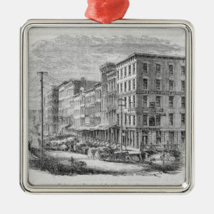 Raising a block of buildings in Chicago Metal Tree Decoration