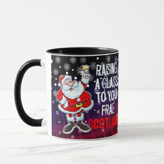 Raising a glass from Scotland - Merry Christmas Mug (Left)