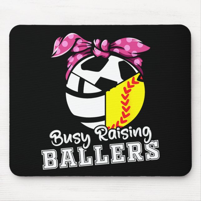 Raising Ballers - Funny Softball Volleyball Soccer Mouse Mat (Front)