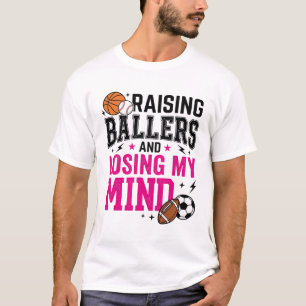 Raising Ballers Sports Mum Vintage T-Shirt Design_