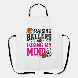 Raising Ballers Sports Mum Vintage T-Shirt Design_ Apron