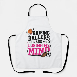 Raising Ballers Sports Mum Vintage T-Shirt Design Apron