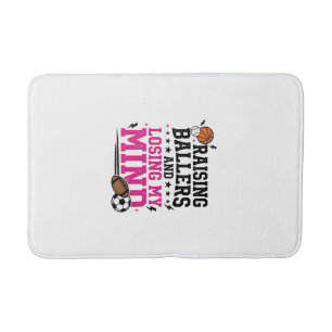 Raising Ballers Sports Mum Vintage T-Shirt Design  Bath Mat