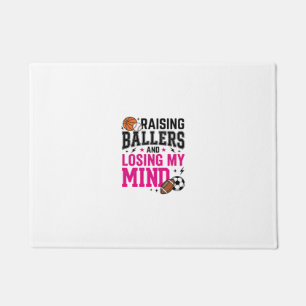 Raising Ballers Sports Mum Vintage T-Shirt Design_ Doormat