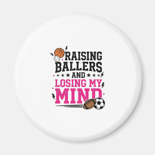 Raising Ballers Sports Mum Vintage T-Shirt Design Magnet