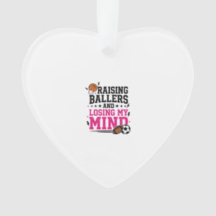 Raising Ballers Sports Mum Vintage T-Shirt Design  Ornament
