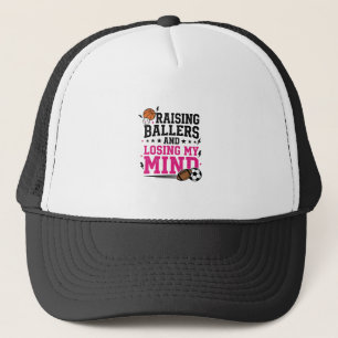 Raising Ballers Sports Mum Vintage T-Shirt Design Trucker Hat