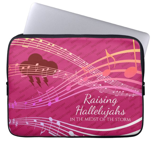 RAISING HALLELUJAHS IN STORM Personalised PINK Laptop Sleeve (Front)