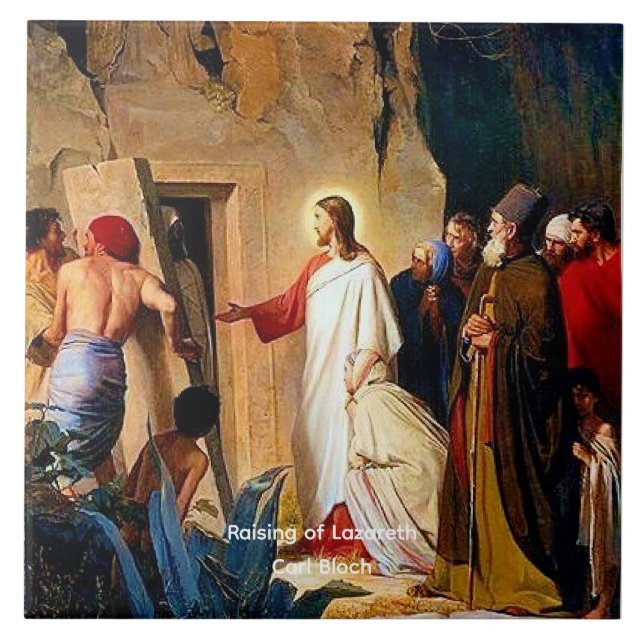 Raising of Lazarus, Carl Bloch, Tile (Front)
