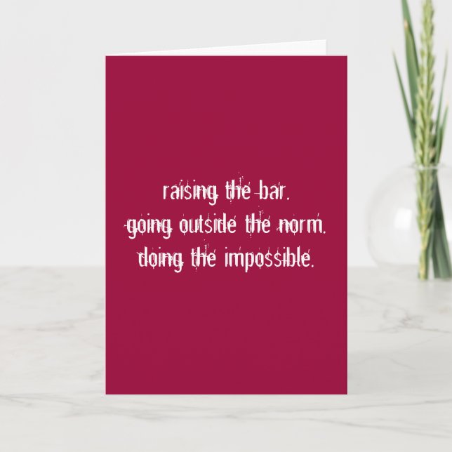 Raising the Bar Card. Card (Front)