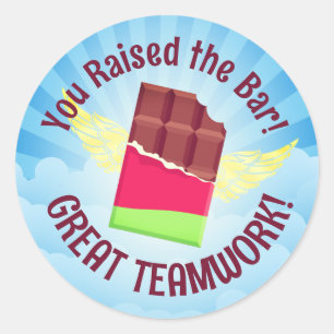 Raising the bar employee candy award sticker