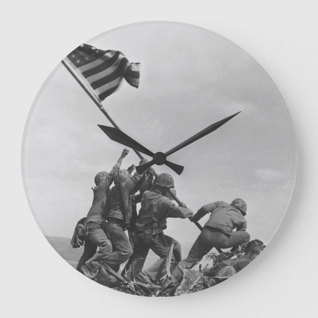 Raising the Flag on Iwo Jima Large Clock (Front)