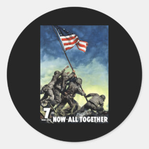 Raising The Flag On Iwo Jima Ww2 Classic Round Sticker