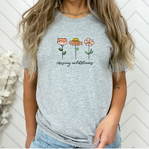 Raising Wildflowers Colourful Floral Mum of Three T-Shirt
