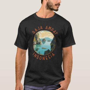 Raja Ampat Indonesia Boat Retro Distressed Circle T-Shirt