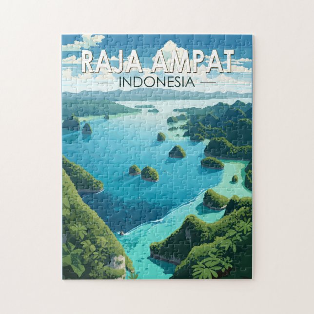 Raja Ampat Indonesia Travel Art Vintage Jigsaw Puzzle (Vertical)