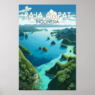 Raja Ampat Indonesia Travel Art Vintage Poster